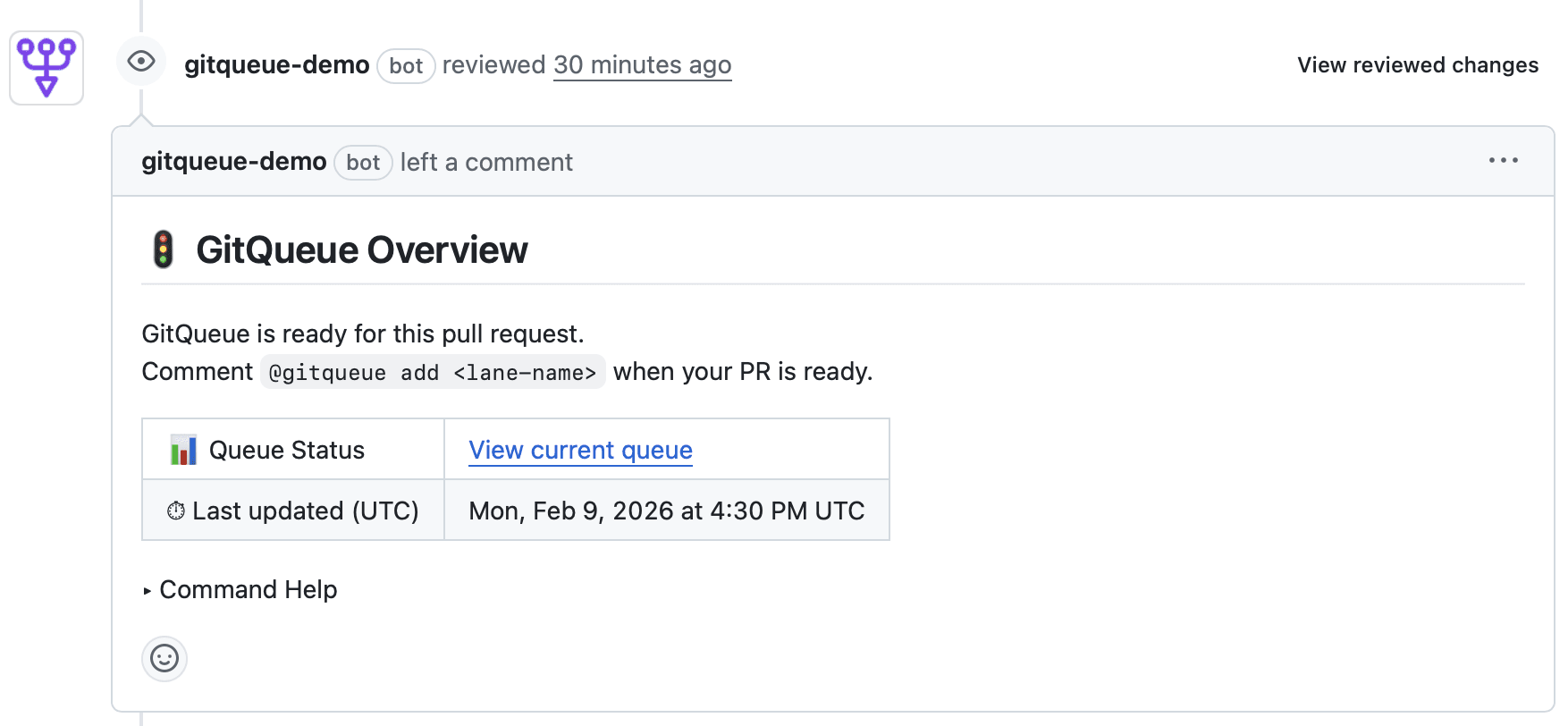 GitQueue overview comment