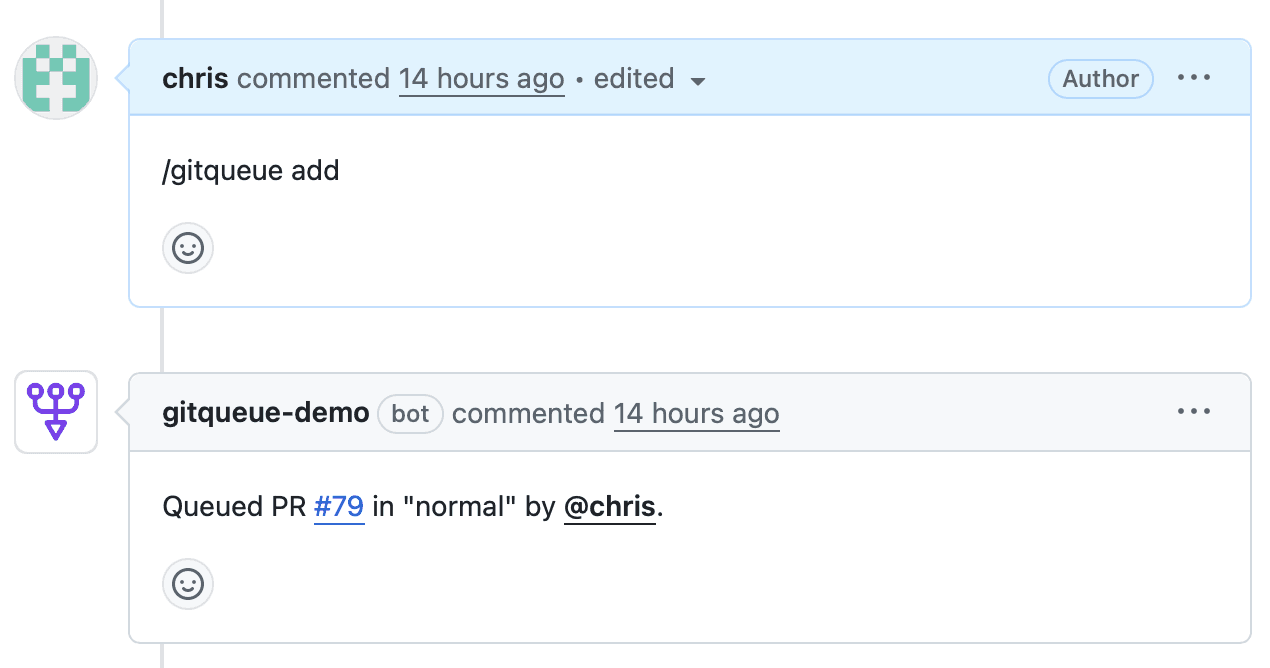 Adding PR to queue