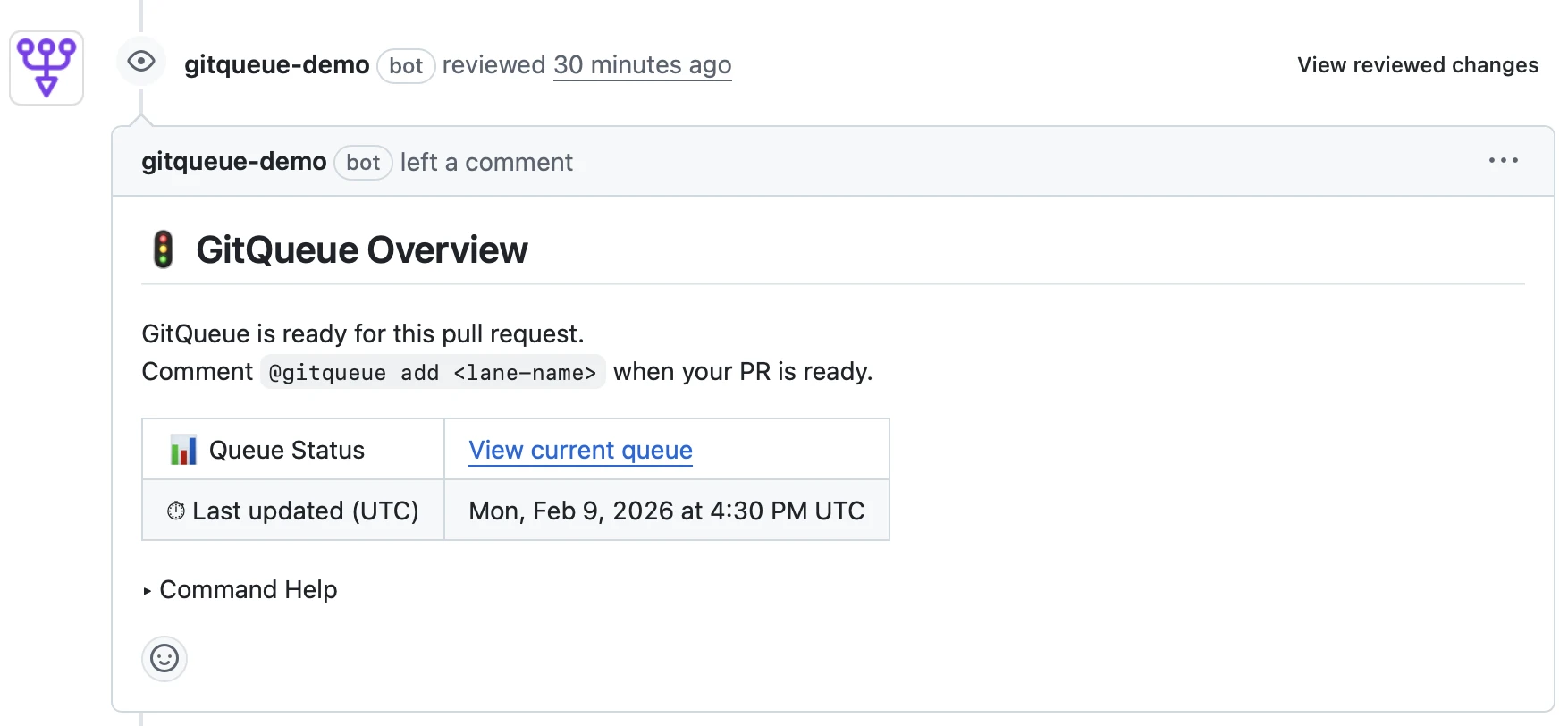 GitQueue overview comment
